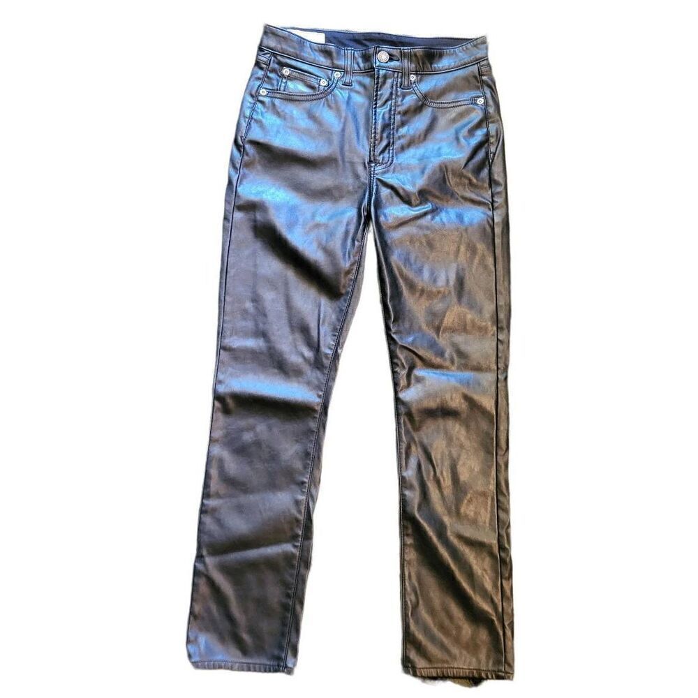 GAP High Rise Vintage Slim Jeans Women's 26 Black Vegan Leather Pants